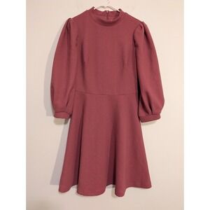 Gal Meets Glam Maggie Dress Textured Knit Fit And Flare Dress Mauve Pink Size 8